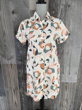 Rachel Zoe Floral Print Linen Shirt Dress